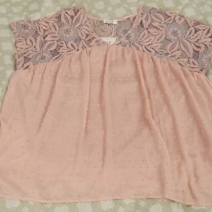 NWT Cute peach and Grey blouse